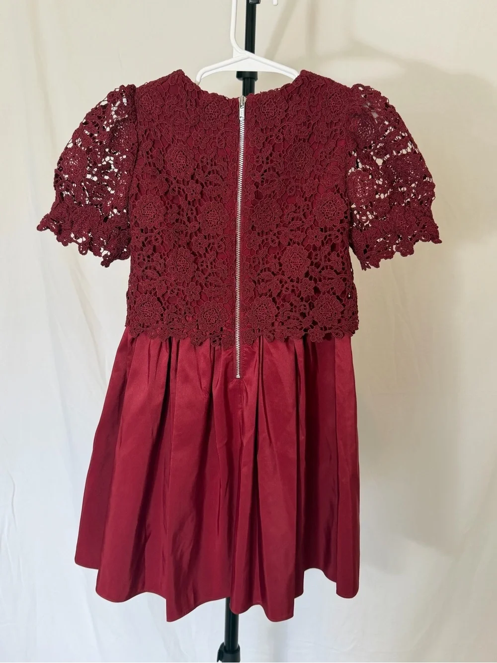 ❤️ Self-Portrait Guipure Lace Silk Dress | Burgundy | Girls 3–4Y ❤️